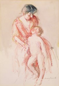 Frau mit nacktem Jungen an ihrer Seite von Mary Cassatt